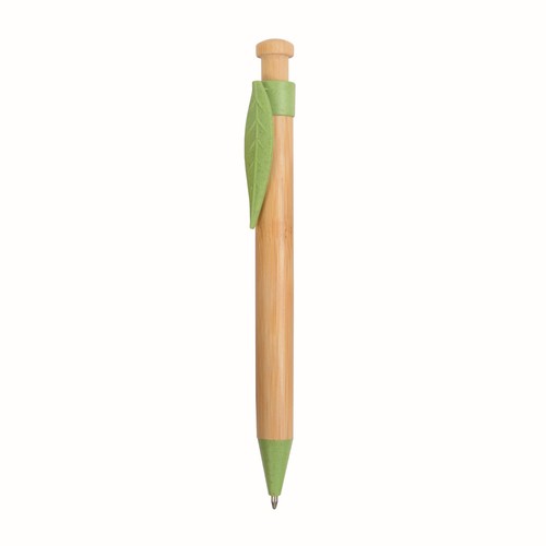 Stylo à déclic en bambou avec clip et pointe en paille de blé (50%) et PP (50%) - 3