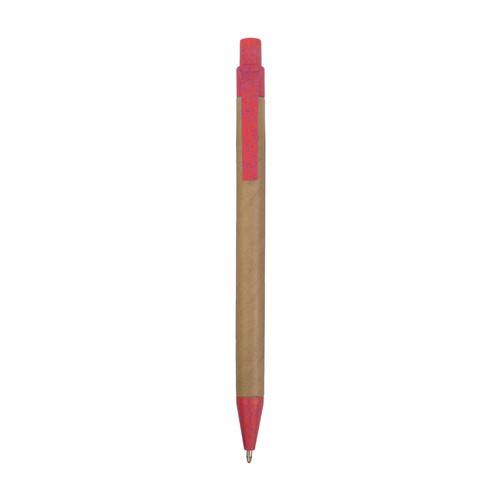 Push button ball pen with recycled carton barrel and wheat-straw (50%) and PP (50%)