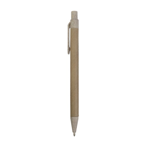 Stylo à déclic en papier recyclé avec détails en paille de blé (50%) et PP (50%) - 2
