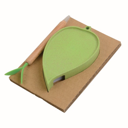 Set de stylo en bois, porte-papier en paille de blé et PP et bloc-notes (100 feuilles) - 2