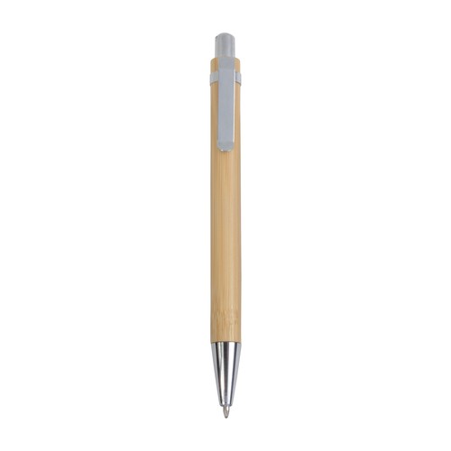 Stylo à pression en bambou personnalisé avec détails chromés