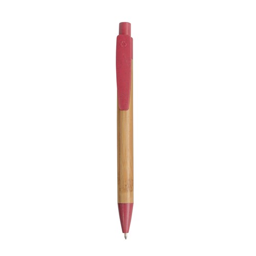 Stylo à déclic en bambou personnalisé avec détails paille de blé (50%) et PP (50%)