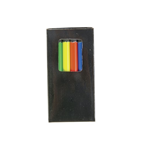 Set de 6 crayons en bois colorés fluo, section cylindrique, dans boite en bois - 4