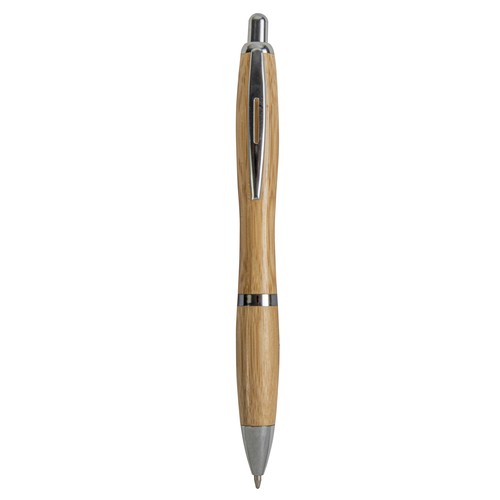 Push button ball pen in bamboo with chrome fittings