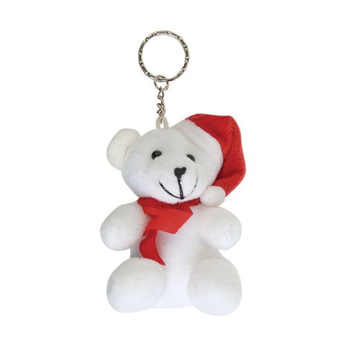 Porte cles en polyester en forme d ours de Noel en peluche - 1
