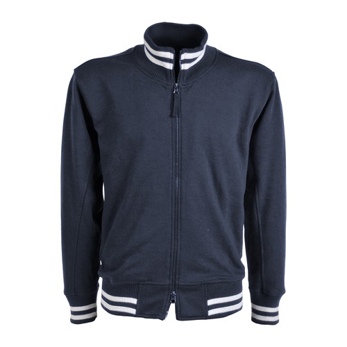 Long zipper sweatshirt with pockets and contrasting double stripe piping