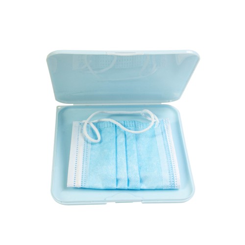 Etui porte-masque en PP avec traitement anti-bactérienne. ISO 22196 - 4