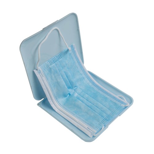 Etui porte-masque en PP avec traitement anti-bactérienne. ISO 22196 - 7