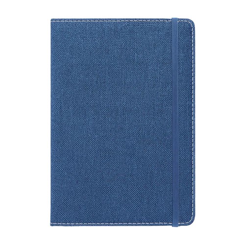 Carnet avec couverture en R-Pet, avec élastique, feuilles à lignes, coloris blanc - 1