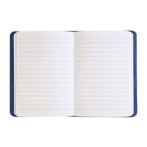 Carnet avec couverture en R-Pet, avec élastique, feuilles à lignes, coloris blanc - 2
