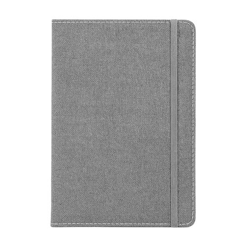 Carnet avec couverture en R-Pet, avec élastique, feuilles à lignes, coloris blanc - 1