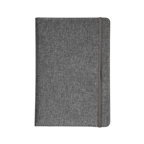 CUADERNO CON FUNDA R-PET, CON HOJAS ELÁSTICAS, FORRADAS EN BLANCO, 80 PÁGINAS, 14,5X21 CM