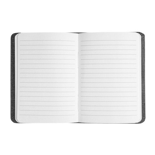 Carnet avec couverture en R-Pet, avec élastique, feuilles à lignes, coloris blanc - 2