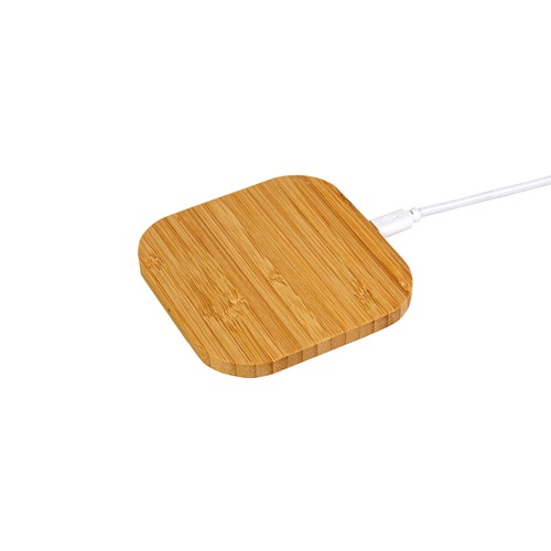 Socle de charge wireless en bambou personnalisé - Input 5V/2A, Output 5V/1A, Puissance de transmission