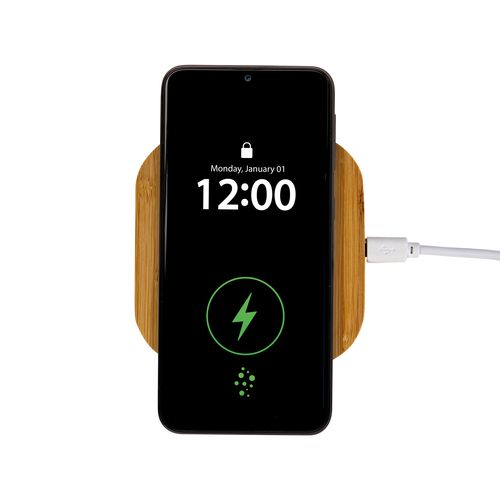 Socle de charge wireless en bambou  - Input 5V/2A , Output 5V/1A , Puissance de transmissi - 3