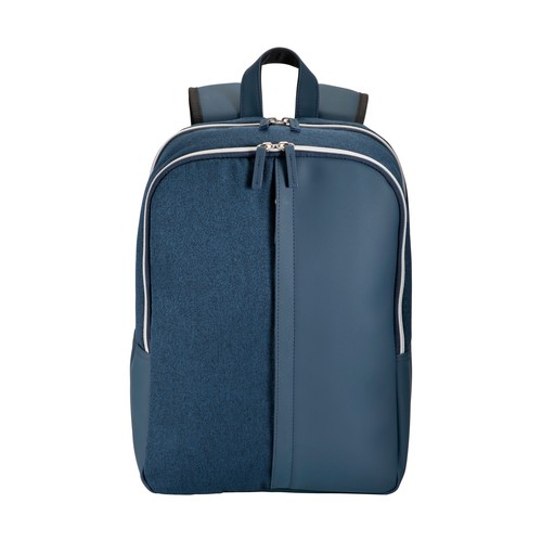 Laptop backpack in eco-leather and polycotton Laptop backpack in eco-leather and polycotton