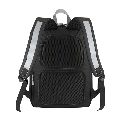Sac a dos porte PC en Caneva avec insertions en simili cuir a haute visibilite - 3
