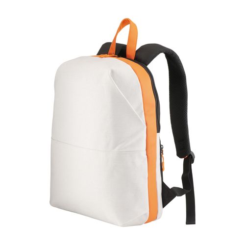 Sac a dos porte PC en Caneva avec insertions en simili cuir a haute visibilite - 1