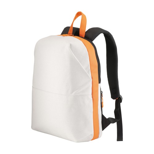 Canvas laptop backpack with high visibility eco-leather inserts/bands
