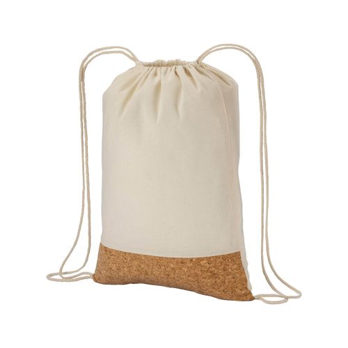 Sac-à-dos en coton 135g/m2 avec fermeture par cordon, base en liège - 1