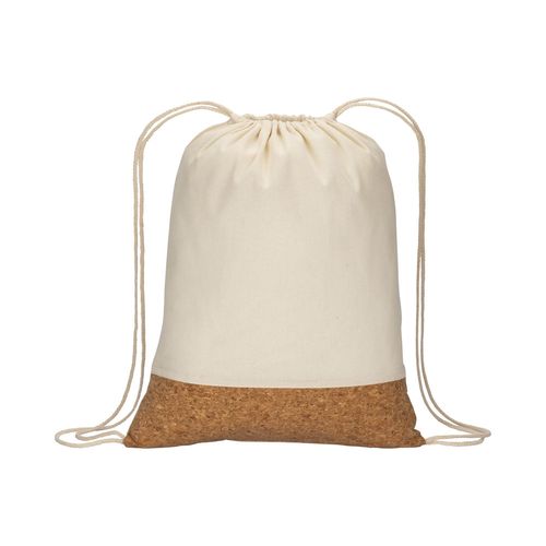 Sac-à-dos en coton 135g/m2 avec fermeture par cordon, base en liège - 2