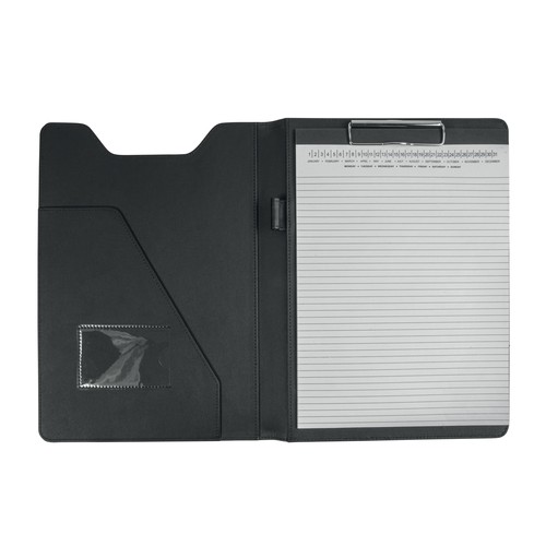 Pochette porte-documents en PU. Bloc de 20  feuilles à lignes, clip en métal - 2
