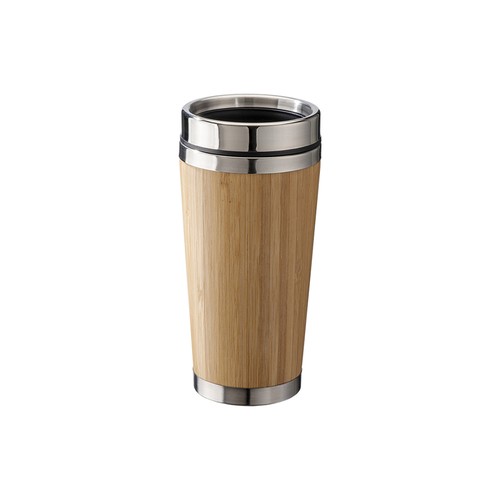 Tasse en acier inoxidable  avec revêtement en bambou - 1