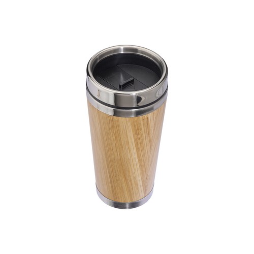 Tasse en acier inoxidable  avec revêtement en bambou - 2