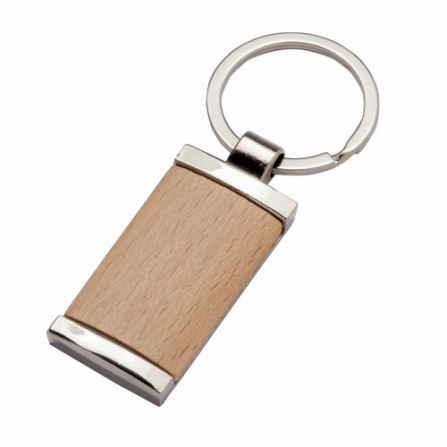 Porte-clés rectangulaire en métal, avec corps en bois - 1