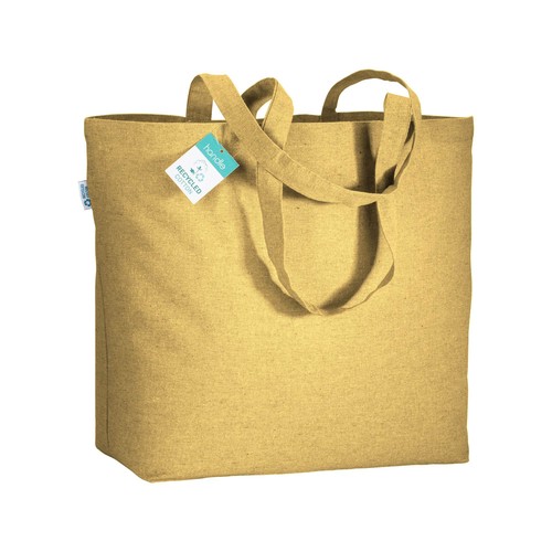 Tote-bag avec soufflet en coton recyclé 190 g/m2, anses longues - 1