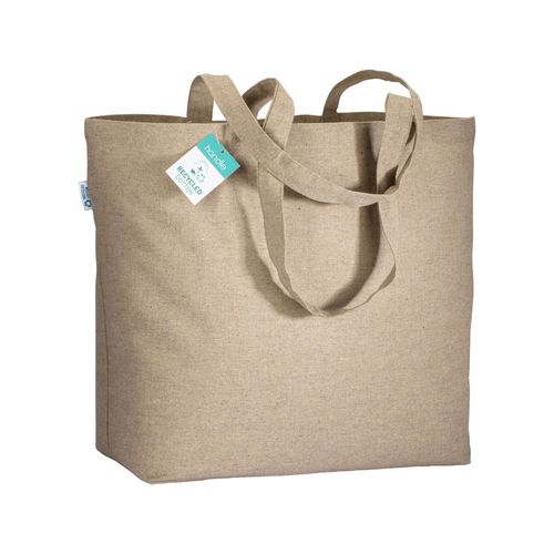 Tote-bag avec soufflet en coton recyclé 190 g/m2, anses longues - 1