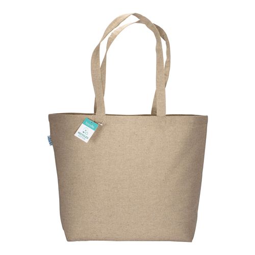 Tote-bag avec soufflet en coton recyclé 190 g/m2, anses longues - 2