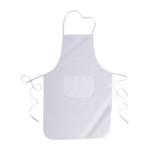 100% cotton/cotton twill (180 g/m2) long white cooking apron with front pocket, 60 x 92 cm
