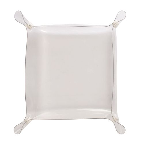 Vide-poche, porte-objet en simili cuir (PVC) carré 23x23 cm avec boutons en métal - 1