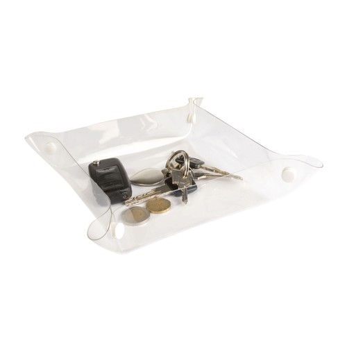 Vide-poche, porte-objet en simili cuir (PVC) carré 23x23 cm avec boutons en métal - 2