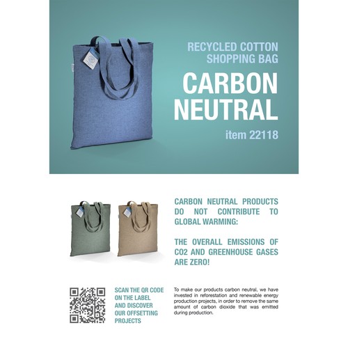 Tote-bag en coton recyclé à impact carbone neutre 280 g/m2, anses longues - 3