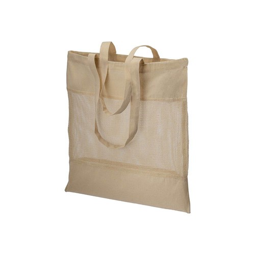 Tote-bag en coton naturel de 135 g/m2 avec filet, anses longues - 1
