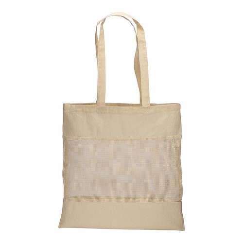 Tote-bag en coton naturel de 135 g/m2 avec filet, anses longues - 2
