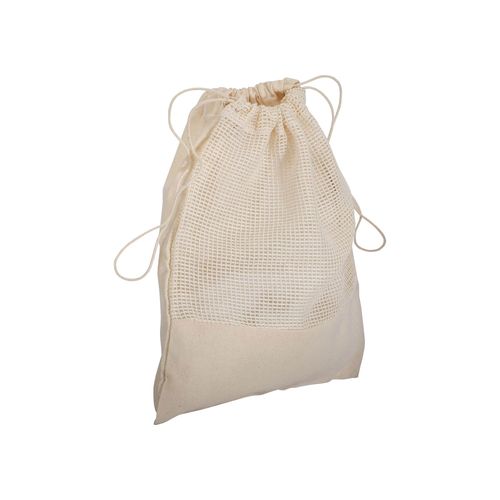 Sac en coton naturel 135 g/m2 avec filet et fermeture par cordon, 25x30 cm - 1