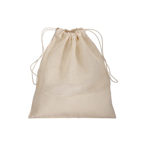 Sac en coton naturel 135 g/m2 avec filet et fermeture par cordon, 25x30 cm - 2