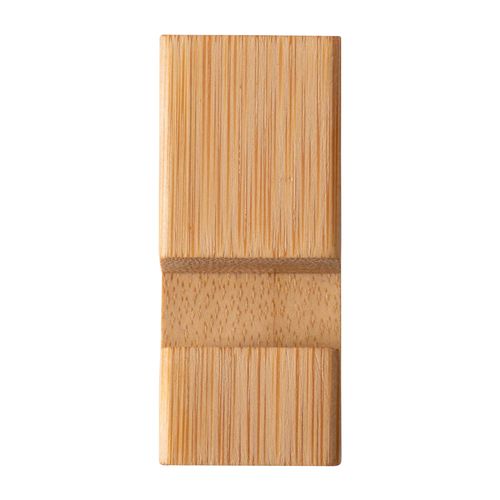 Porte-clés rectangulaire en bambou avec support porte-téléphone - 4
