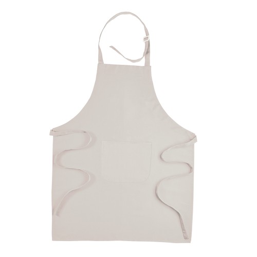 Long apron with front pocket and adjustable metal closure
