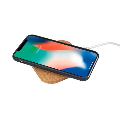 Socle de charge wireless en bambou  - Input 5V/2A , Output 5V/1A , Puissance de transmissi - 4