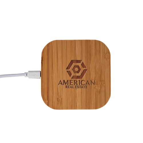 Socle de charge wireless en bambou  - Input 5V/2A , Output 5V/1A , Puissance de transmissi - 5