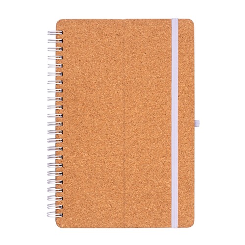 Carnet à anneaux en liège transformable en support pour téléphone portable. - 1