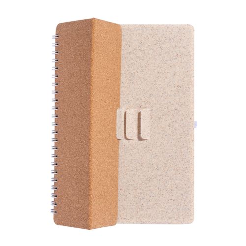 Carnet à anneaux en liège transformable en support pour téléphone portable. - 3