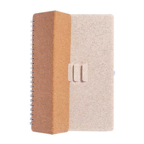 Carnet à anneaux en liège transformable en support pour téléphone portable. - 3