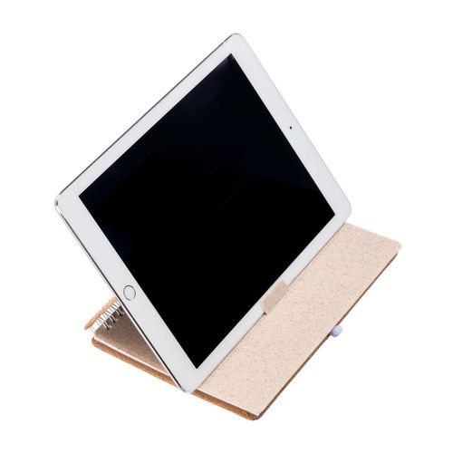 Carnet à anneaux en liège transformable en support pour téléphone portable. - 6