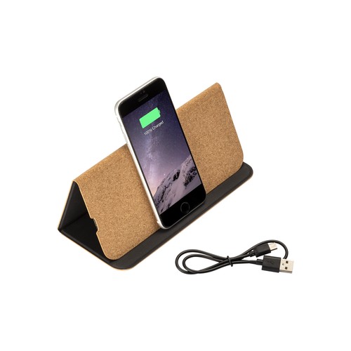 Tapis de souris et support pour téléphone portable en liège, avec chargeur wireless