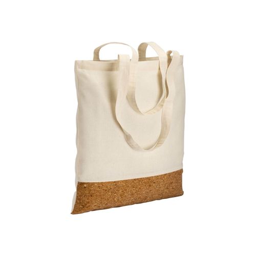 Tote-bag en coton 135g/m2, base en liège, anses longues - 1